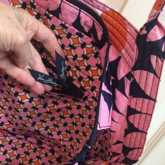Vera Bradley Pink and Orange & Navy Shoulder Bag with Floral Design - Picture 8 of 10
